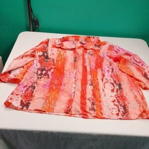 Worthington Orange and Pink Patterned Blouse Size 1X